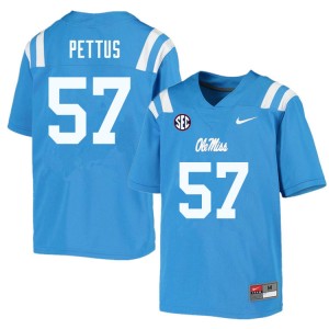 Men Micah Pettus Powder Blue Ole Miss College Football #57 Jersey 455612-451