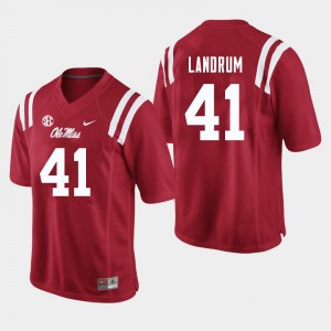 Men Solomon Landrum Red Ole Miss Rebels College Football #41 Jersey 310373-931