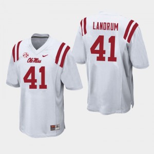 Men Solomon Landrum White Rebels College Football #41 Jersey 926430-499