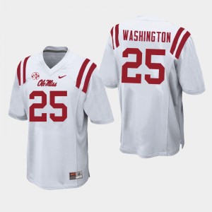 Men Trey Washington White University of Mississippi College Football #25 Jersey 530659-374