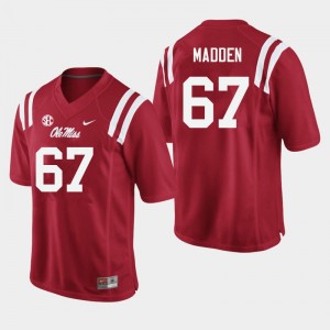 Men Aidan Madden Red Ole Miss College Football #67 Jersey 347598-801