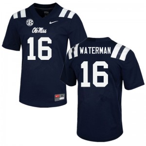 Men Braden Waterman Navy University of Mississippi College Football #16 Jersey 150049-374