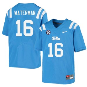 Men Braden Waterman Powder Blue Ole Miss Rebels College Football #16 Jersey 228078-641