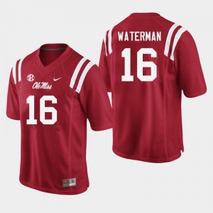Men Braden Waterman Red Ole Miss College Football #16 Jersey 778053-231