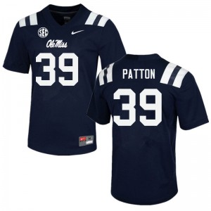 Men Carter Patton Navy University of Mississippi College Football #39 Jersey 151059-307