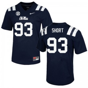 Men Carter Short Navy Rebels College Football #93 Jersey 119359-427