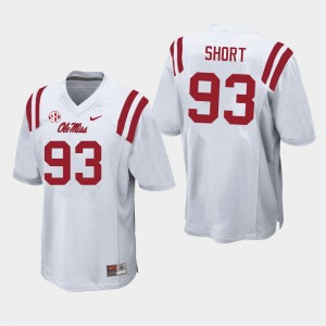 Men Carter Short White University of Mississippi College Football #93 Jersey 841679-631