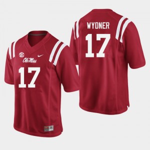 Men Davin Wydner Red Ole Miss College Football #17 Jersey 287579-558