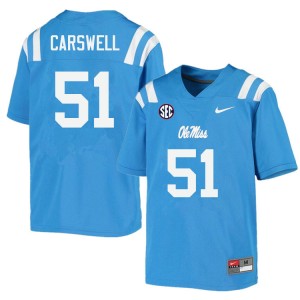 Men Flip Carswell Powder Blue Rebels College Football #51 Jersey 183229-865