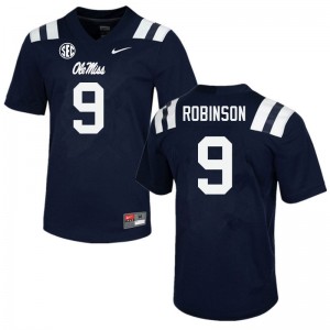Men Jaylon Robinson Navy Ole Miss College Football #9 Jersey 104609-947