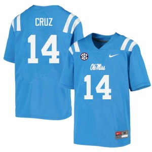 Men Jonathan Cruz Powder Blue Ole Miss College Football #14 Jersey 929036-177