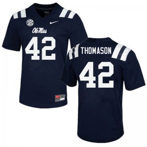 Men Landon Thomason Navy Ole Miss Rebels College Football #42 Jersey 528460-186