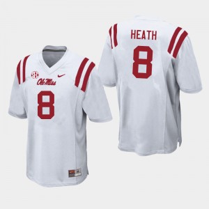 Men Malik Heath White Ole Miss College Football #8 Jersey 658511-480