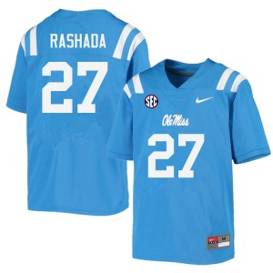 Men Roman Rashada Powder Blue Ole Miss College Football #27 Jersey 812964-896