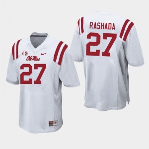 Men Roman Rashada White Ole Miss College Football #27 Jersey 438111-266