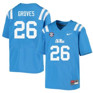 Men Taylor Groves Powder Blue Ole Miss College Football #26 Jersey 885143-482