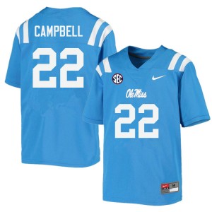 Men Trace Campbell Powder Blue Rebels College Football #22 Jersey 533132-509