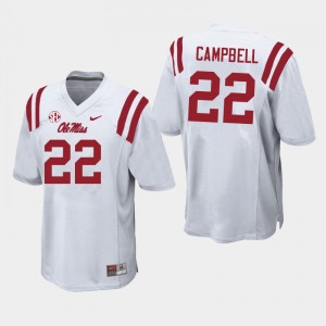 Men Trace Campbell White Ole Miss Rebels College Football #22 Jersey 729720-323