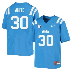 Men Trip White Powder Blue Ole Miss College Football #30 Jersey 988232-311