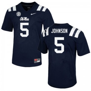 Men Tysheem Johnson Navy University of Mississippi College Football #5 Jersey 802437-267