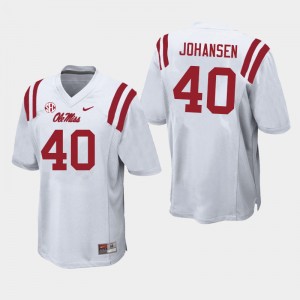Men Zach Johansen White Ole Miss College Football #40 Jersey 209674-693
