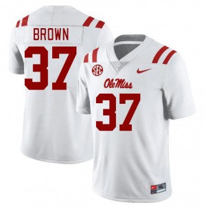 Men AJ Brown White University of Mississippi College Football #37 Jersey 786640-925