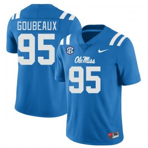 Men Ben Goubeaux Powder Blue Ole Miss College Football #95 Jersey 268522-241