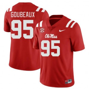 Men Ben Goubeaux Red Ole Miss College Football #95 Jersey 188817-569