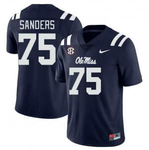 Men Brycen Sanders Navy University of Mississippi College Football #75 Jersey 777891-284