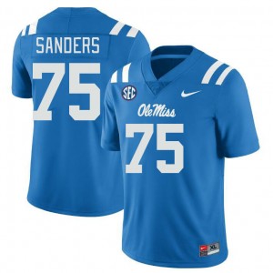 Men Brycen Sanders Powder Blue University of Mississippi College Football #75 Jersey 384679-612