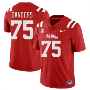 Men Brycen Sanders Red Ole Miss College Football #75 Jersey 885289-744