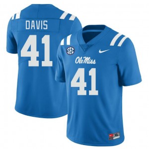 Men Caden Davis Powder Blue Rebels College Football #41 Jersey 275839-947