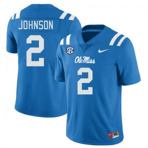 Men Cedric Johnson Powder Blue University of Mississippi College Football #2 Jersey 532262-299