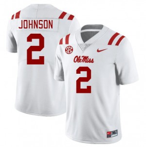 Men Cedric Johnson White Ole Miss College Football #2 Jersey 849723-424