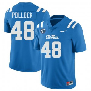 Men Charlie Pollock Powder Blue University of Mississippi College Football #48 Jersey 473351-829