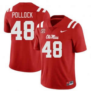 Men Charlie Pollock Red University of Mississippi College Football #48 Jersey 871418-968