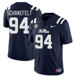 Men Christian Schanefelt Navy Rebels College Football #94 Jersey 485260-887