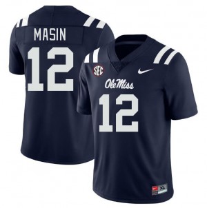 Men Fraser Masin Navy Ole Miss College Football #12 Jersey 285469-336