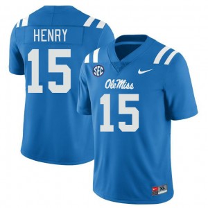 Men JJ Henry Powder Blue University of Mississippi College Football #15 Jersey 479985-875