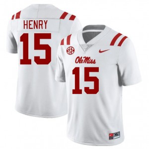 Men JJ Henry White Ole Miss College Football #15 Jersey 513307-219
