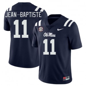 Men Jeremiah Jean-Baptiste Navy Ole Miss College Football #11 Jersey 321399-476