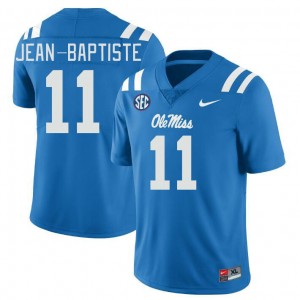 Men Jeremiah Jean-Baptiste Powder Blue University of Mississippi College Football #11 Jersey 408419-512