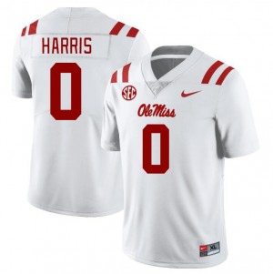 Men Joshua Harris White Ole Miss Rebels College Football #0 Jersey 103321-542