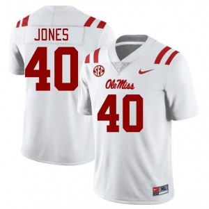 Men Matt Jones White University of Mississippi College Football #40 Jersey 106502-423