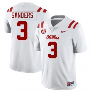 Men Spencer Sanders White Ole Miss College Football #3 Jersey 638958-132
