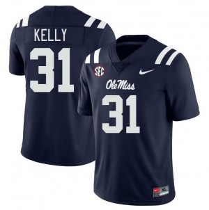 Men Torian Kelly Navy University of Mississippi College Football #31 Jersey 550945-623