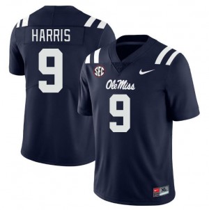 Men Tre Harris Navy University of Mississippi College Football #9 Jersey 377255-196