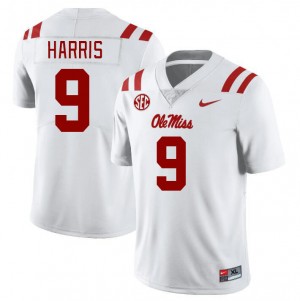 Men Tre Harris White University of Mississippi College Football #9 Jersey 655710-640