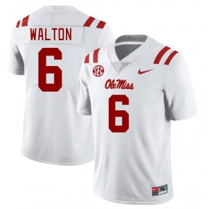 Men Zamari Walton White Ole Miss College Football #6 Jersey 304752-240