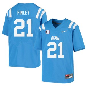 Men AJ Finley Powder Blue Ole Miss College Football #21 Jersey 600931-352